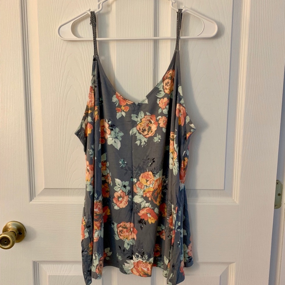 Grey, floral, cami/tank top from torrid